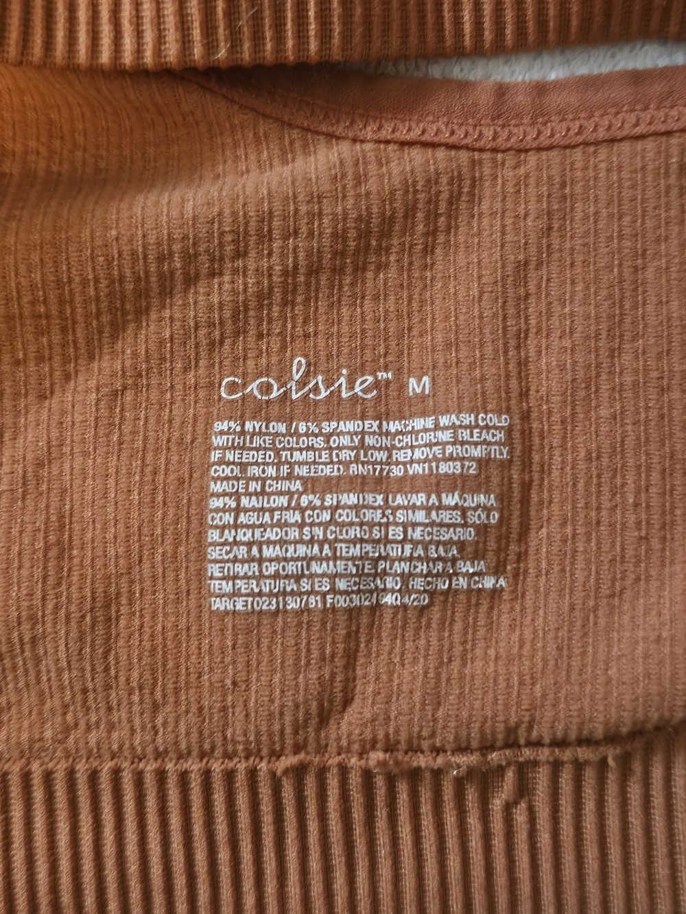 Colsie Ribbed Scoop Bralette - Rust - Picture 2 of 2